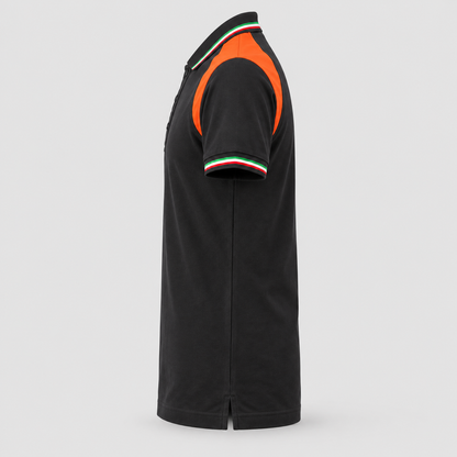 Polo art. TRIC16 Manica Corta Nero/Rosso Fluo