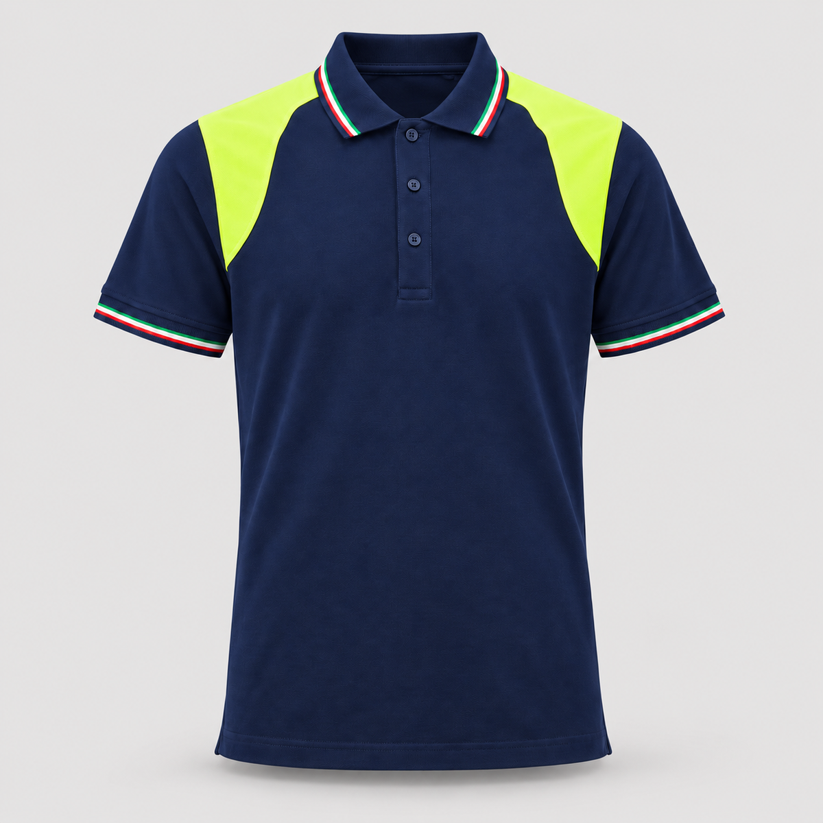 Polo art. TRIC16 Manica Corta Blu Navy/Giallo Fluo