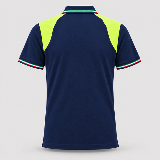 Polo art. TRIC16 Manica Corta Blu Navy/Giallo Fluo
