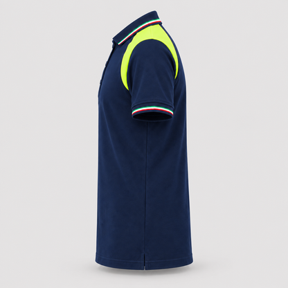 Polo art. TRIC16 Manica Corta Blu Navy/Giallo Fluo