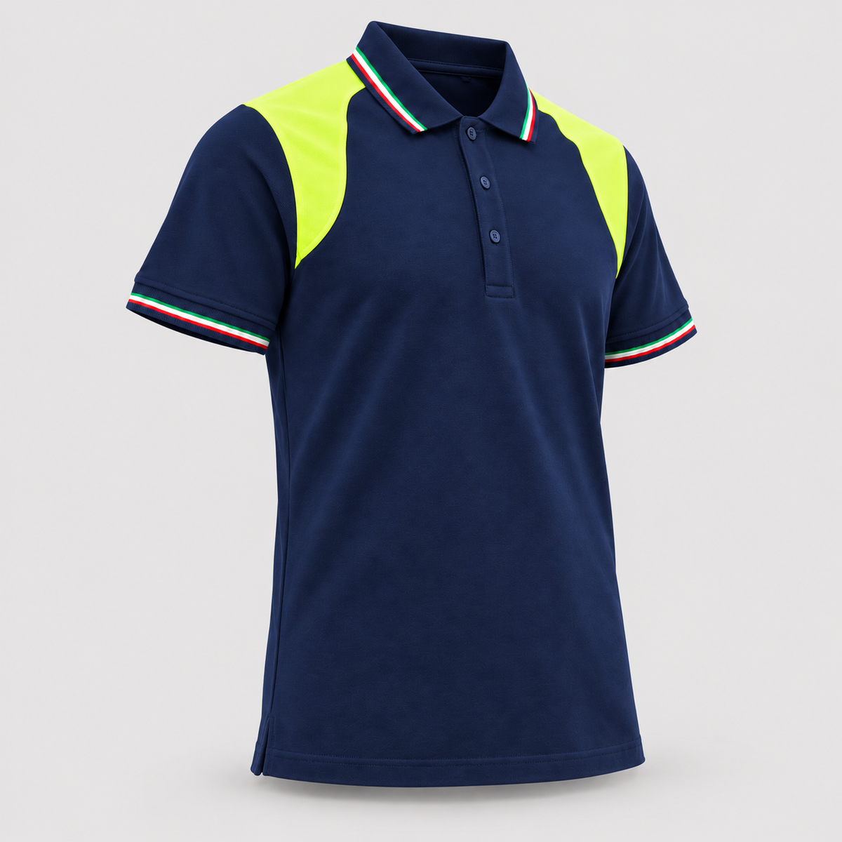Polo art. TRIC16 Manica Corta Blu Navy/Giallo Fluo