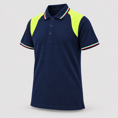 Polo art. TRIC16 Manica Corta Blu Navy/Giallo Fluo