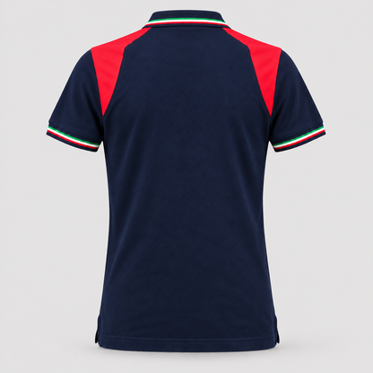 Polo art. TRIC16 Manica Corta Blu Navy / Rosso Fluo