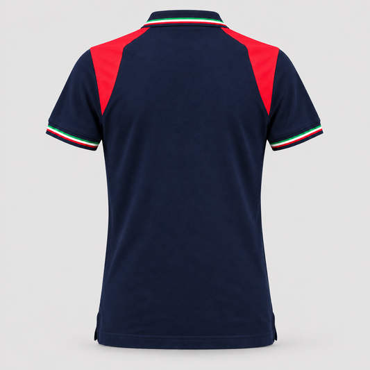 Polo art. TRIC16 Manica Corta Blu Navy / Rosso Fluo