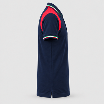 Polo art. TRIC16 Manica Corta Blu Navy / Rosso Fluo
