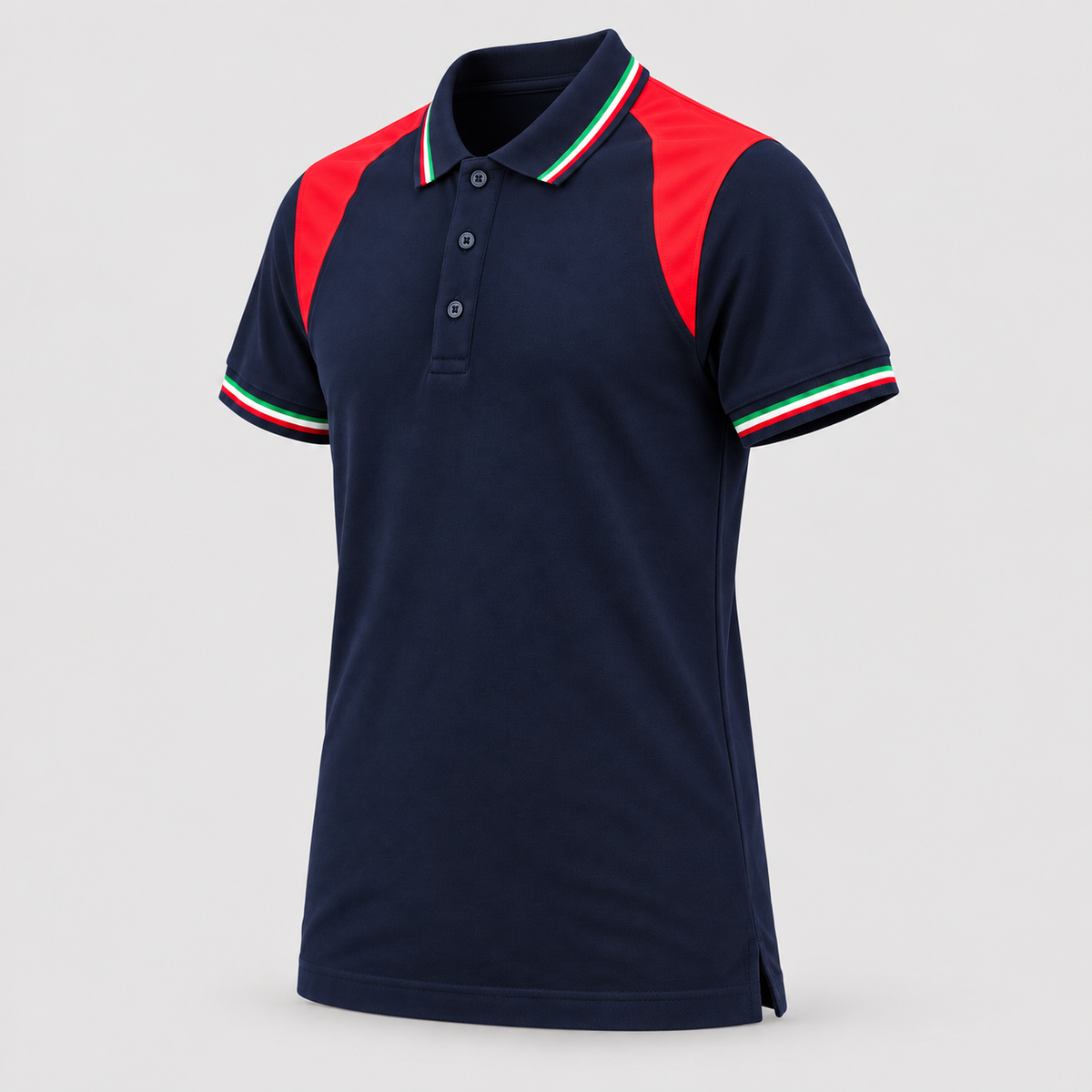 Polo art. TRIC16 Manica Corta Blu Navy / Rosso Fluo