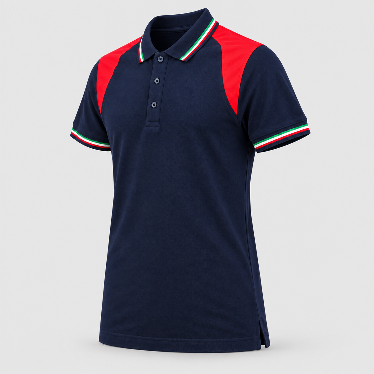 Polo art. TRIC16 Manica Corta Blu Navy / Rosso Fluo