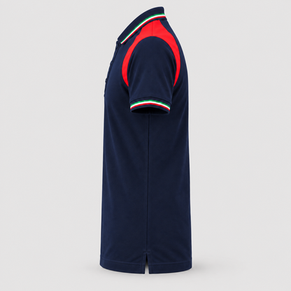 Polo art. TRIC16 Manica Corta Blu Navy / Rosso Fluo