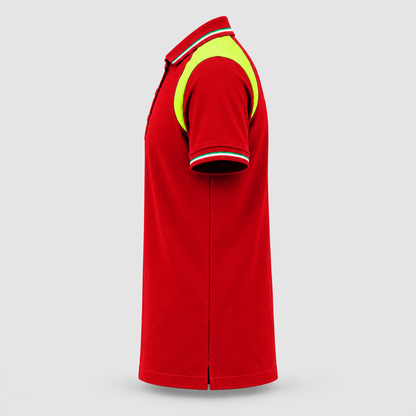 Polo art. TRIC16 Manica Corta Rosso Ban/Giallo Fluo