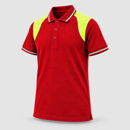 Polo art. TRIC16 Manica Corta Rosso Ban/Giallo Fluo