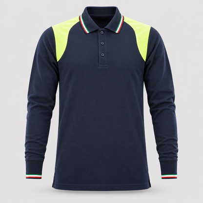 Polo art. TRIC16 Manica lunga Blu Navy/Giallo Fluo