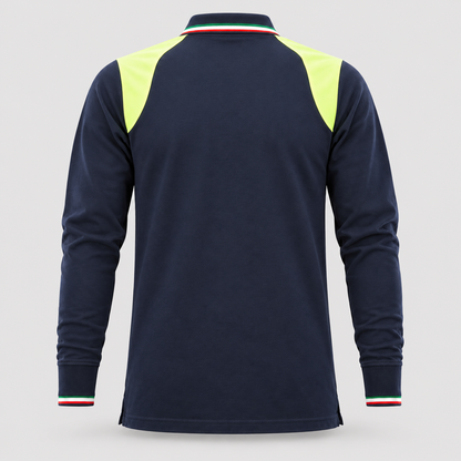 Polo art. TRIC16 Manica lunga Blu Navy/Giallo Fluo