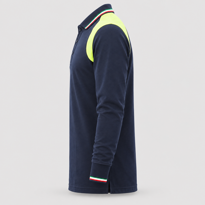 Polo art. TRIC16 Manica lunga Blu Navy/Giallo Fluo
