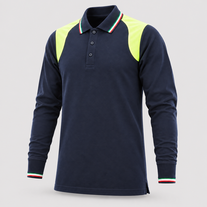 Polo art. TRIC16 Manica lunga Blu Navy/Giallo Fluo