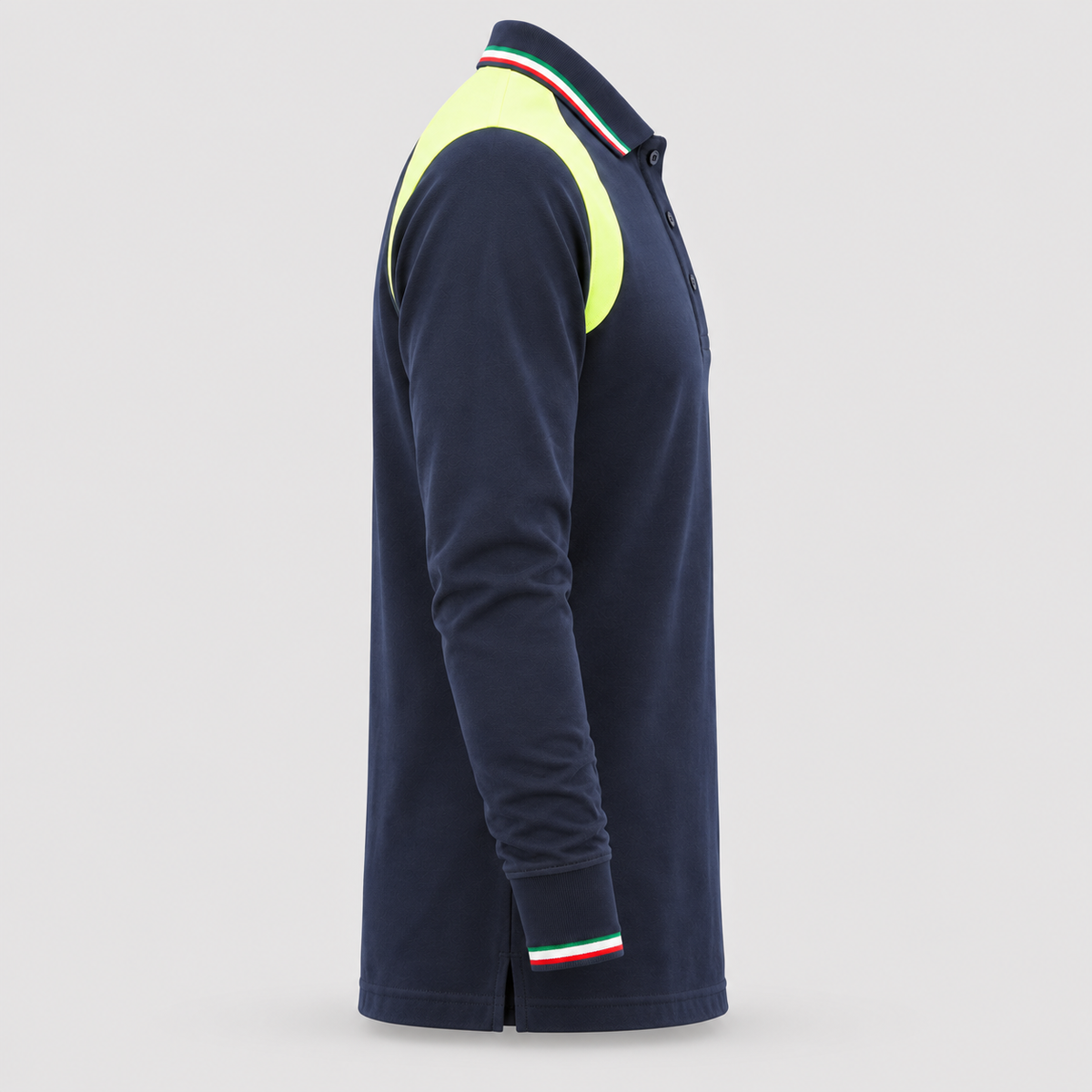 Polo art. TRIC16 Manica lunga Blu Navy/Giallo Fluo