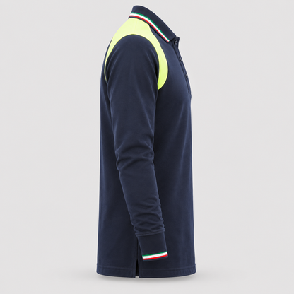 Polo art. TRIC16 Manica lunga Blu Navy/Giallo Fluo