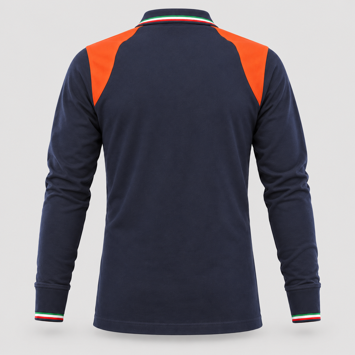 Polo art. TRIC16 Manica lunga Blu Navy / Rosso Fluo