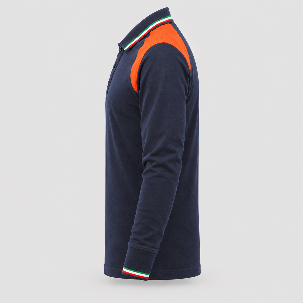 Polo art. TRIC16 Manica lunga Blu Navy / Rosso Fluo
