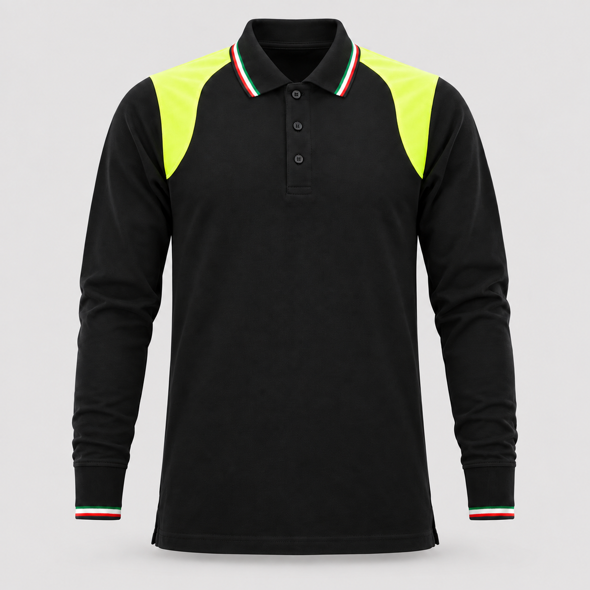 Polo art. TRIC16 Manica lunga Nero/Giallo Fluo