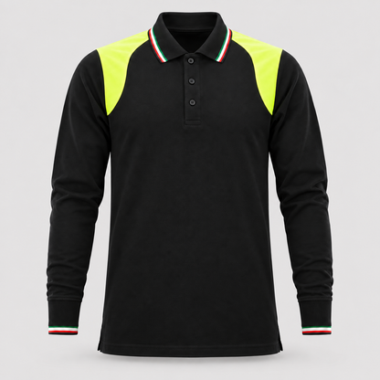 Polo art. TRIC16 Manica lunga Nero/Giallo Fluo