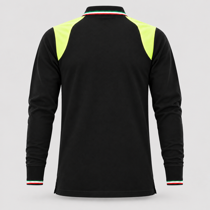Polo art. TRIC16 Manica lunga Nero/Giallo Fluo