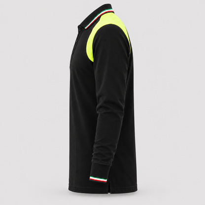 Polo art. TRIC16 Manica lunga Nero/Giallo Fluo