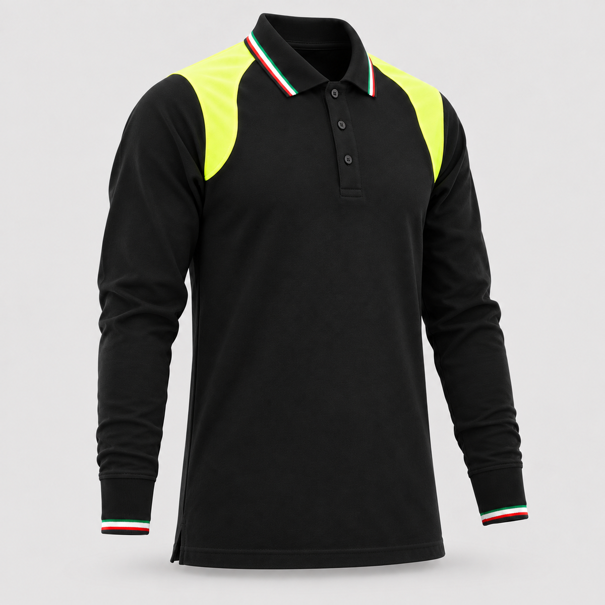 Polo art. TRIC16 Manica lunga Nero/Giallo Fluo