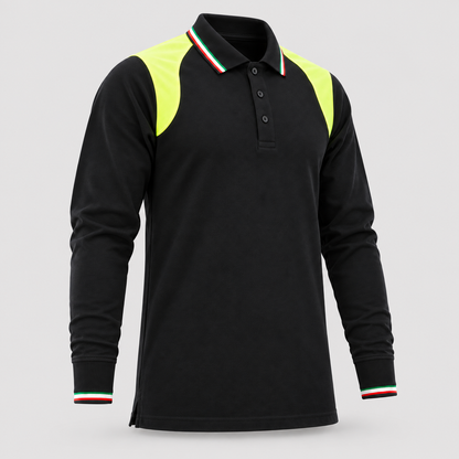 Polo art. TRIC16 Manica lunga Nero/Giallo Fluo