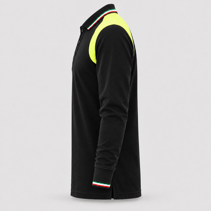 Polo art. TRIC16 Manica lunga Nero/Giallo Fluo