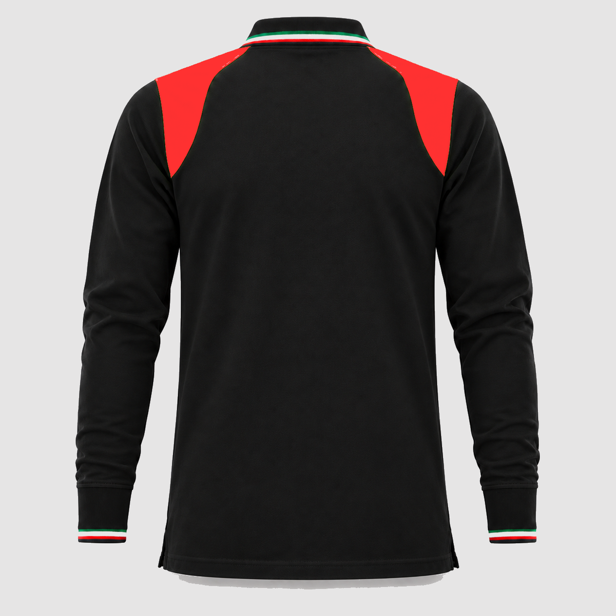Polo art. TRIC16 Manica lunga Nero/Rosso Fluo
