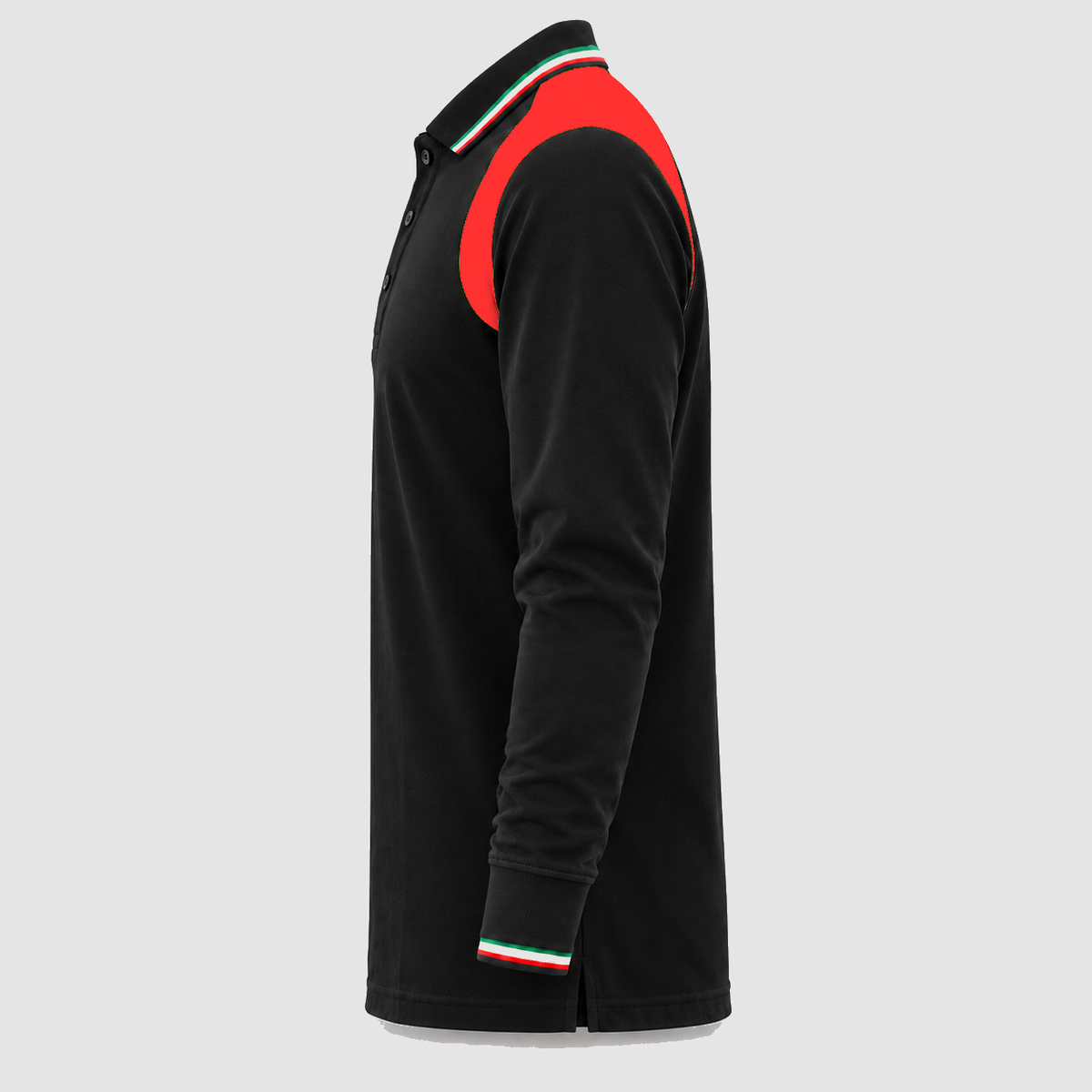 Polo art. TRIC16 Manica lunga Nero/Rosso Fluo