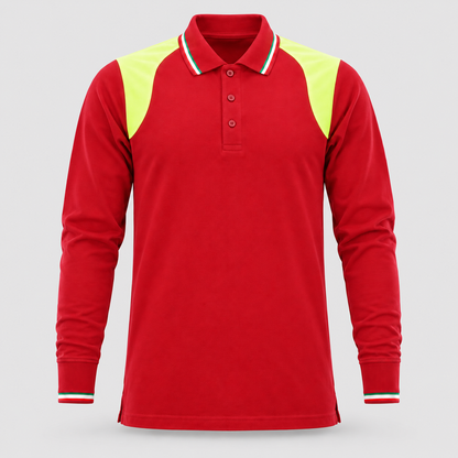 Polo art. TRIC16 Manica lunga Rosso Ban/Giallo Fluo