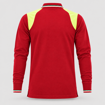 Polo art. TRIC16 Manica lunga Rosso Ban/Giallo Fluo