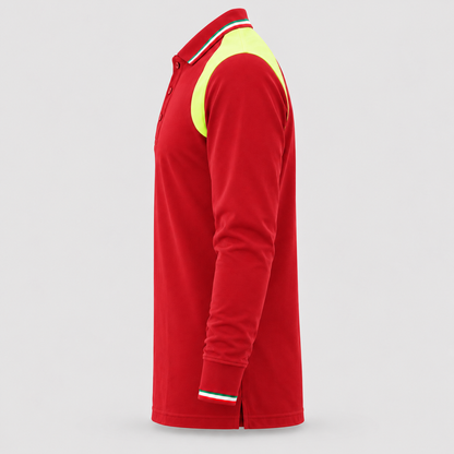 Polo art. TRIC16 Manica lunga Rosso Ban/Giallo Fluo