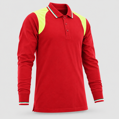 Polo art. TRIC16 Manica lunga Rosso Ban/Giallo Fluo