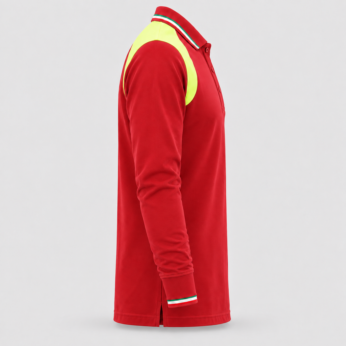 Polo art. TRIC16 Manica lunga Rosso Ban/Giallo Fluo