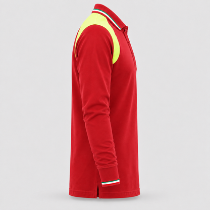Polo art. TRIC16 Manica lunga Rosso Ban/Giallo Fluo