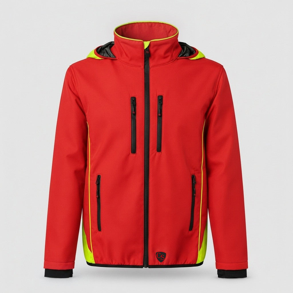 Giubbino Softshell JUPITER Rosso Fluo/Giallo Fluo