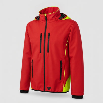 Giubbino Softshell JUPITER Rosso Fluo/Giallo Fluo