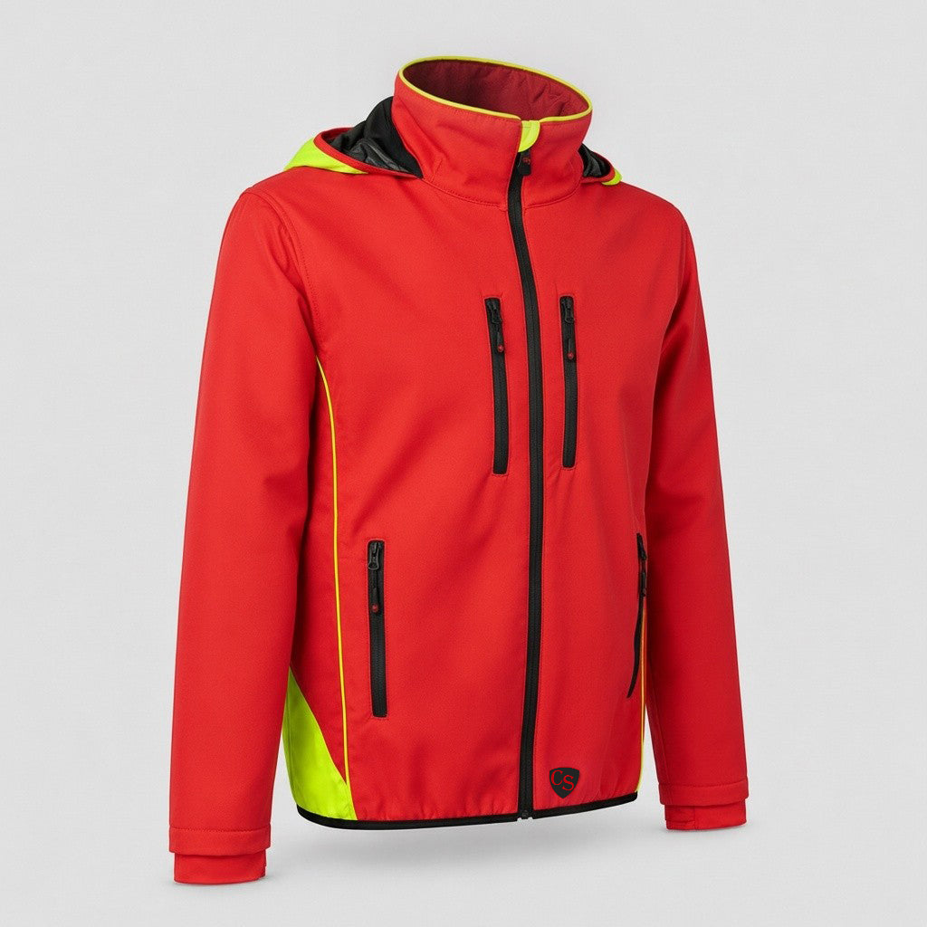 Giubbino Softshell JUPITER Rosso Fluo/Giallo Fluo
