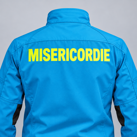 Trasfert stampa su DORSO "MISERICORDIE" Giallo Fluo