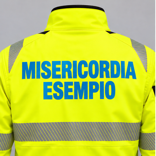 Trasfert stampa su DORSO "MISERICORDIA + PERSONALIZZATO" Ciano