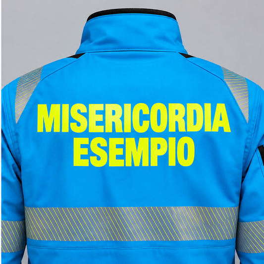 Trasfert stampa su DORSO "MISERICORDIA + PERSONALIZZATO" Giallo Fluo