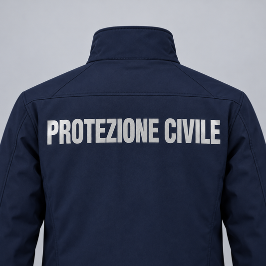 Trasfert stampa su DORSO "PROTEZIONE CIVILE" Rifrangente Grigio