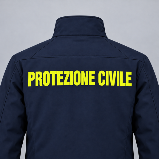 Trasfert stampa su DORSO "PROTEZIONE CIVILE" Rifrangente Giallo