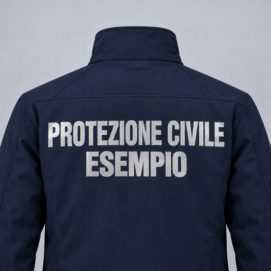 Trasfert stampa su DORSO "PROTEZIONE CIVILE + PERSONALIZZATO" Rifrangente Grigio