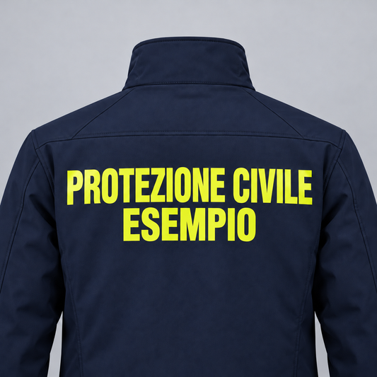 Trasfert stampa su DORSO "PROTEZIONE CIVILE + PERSONALIZZATO" Rifrangente Giallo