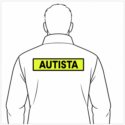 Esempio di applicazione sul dorso della patch ricamata AUTISTA 25 x 5 cm