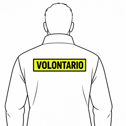 Esempio di applicazione sul dorso della patch ricamata VOLONTARIO 25 x 5 cm
