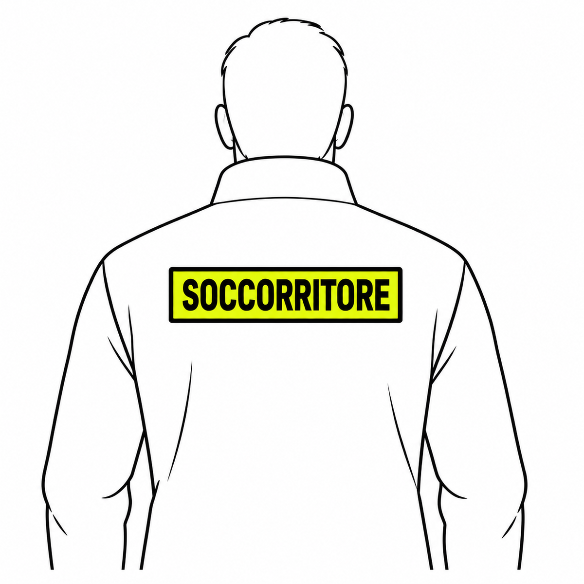 Esempio di applicazione sul dorso della patch ricamata SOCCORRITORE 25 x 5 cm
